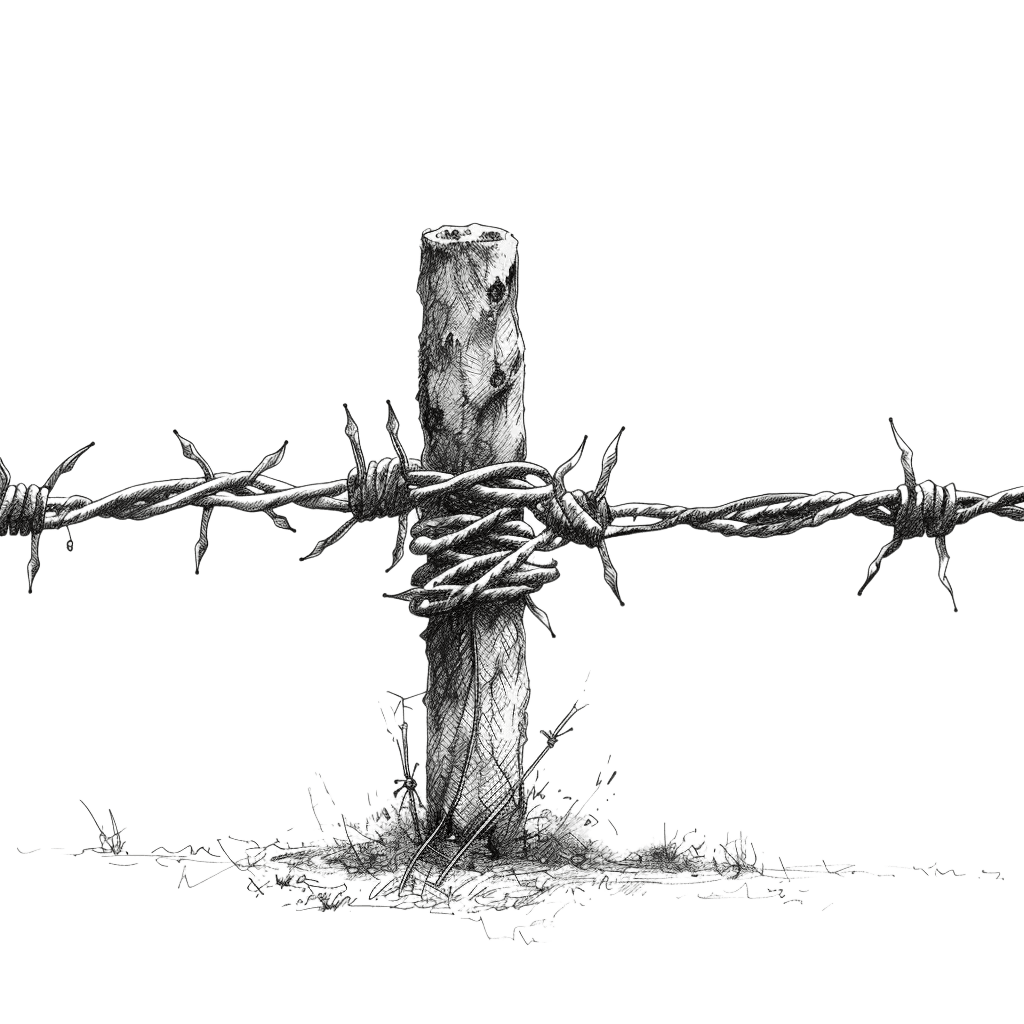 barbed wire drawing - Rose png