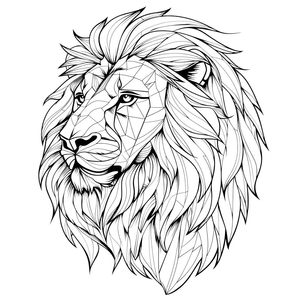 lion coloring page, free png download - Rose png