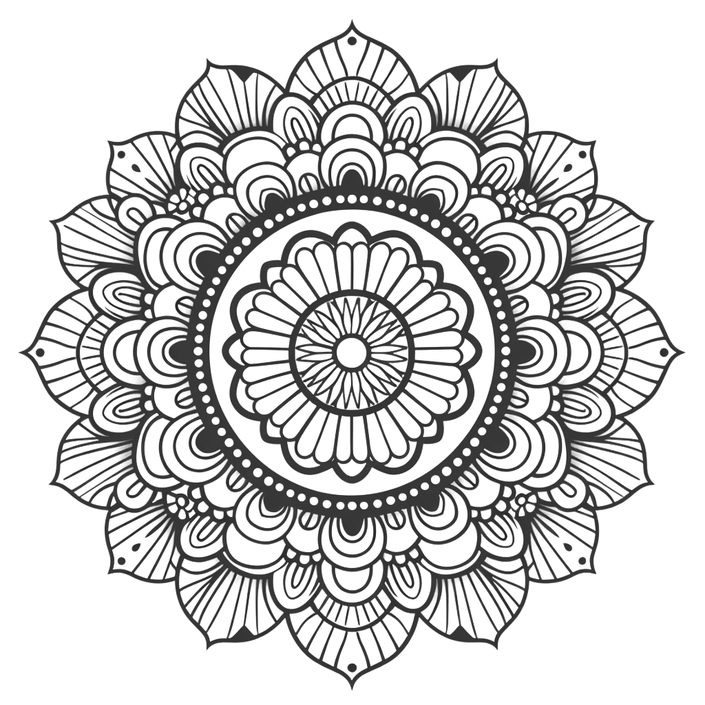 mandala coloring pages for kids, free png download - Rose png