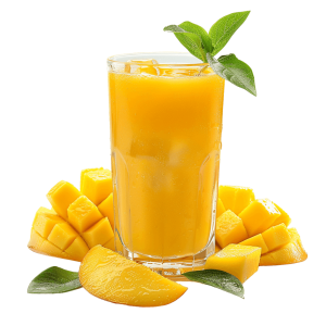 mango juice in glass decorated with cutted mangoes, free png download - Rose png