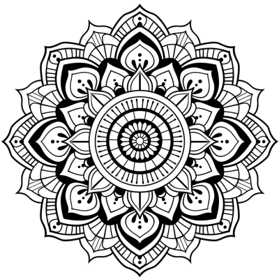 mandala coloring black and white, free png download - Rose png