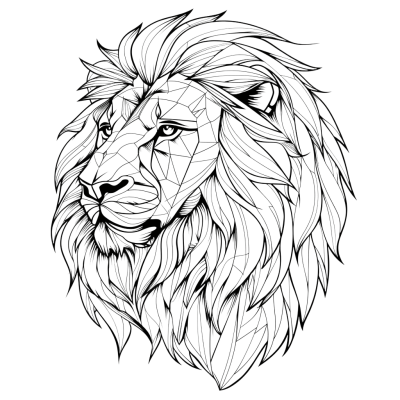 lion coloring page, free png download - Rose png