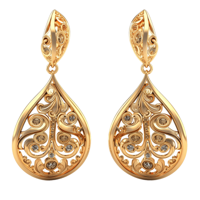 gold earrings png - Rose png