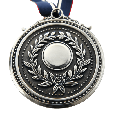 silver medal with vintage floral frame | Download High-Quality Transparent PNG Image