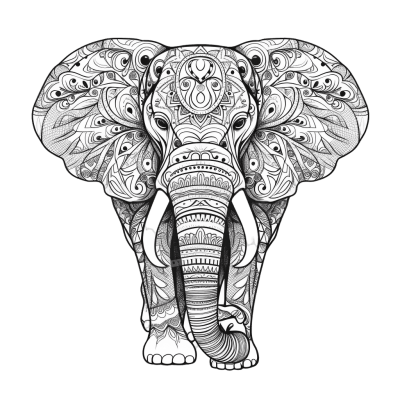 mandala elephant art png - Rose png